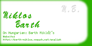 miklos barth business card